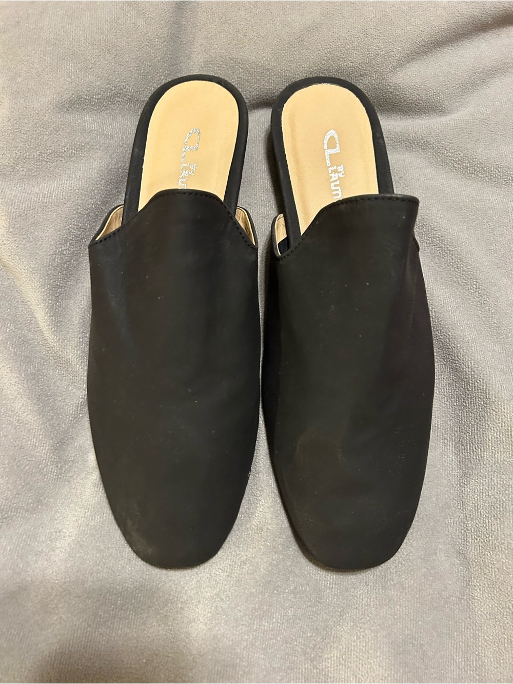 CL By Laundry Black Flat Mules Sz 8.5 NWOT
